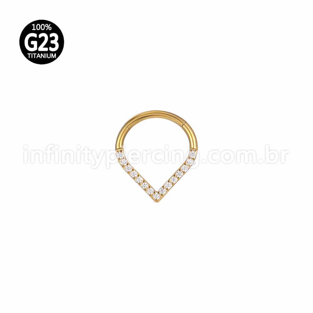 Piercing Argola Gota Titânio Segmento Articulado Zircônia Cravejada