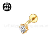 Piercing Labret Titânio Coração Zircônia