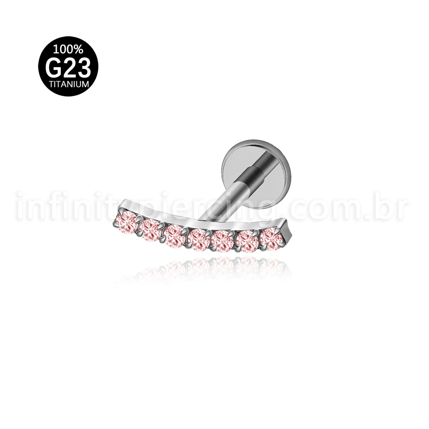 Piercing Labret Titânio Barra Curva Zircônia