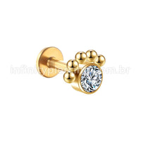 Piercing Labret Aço Cirúrgico Indiano Zircônia Cravada