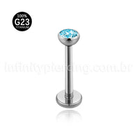 Piercing Labret Titânio Push Pin Zircônia Ponto De Luz Colorida