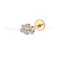 Piercing Labret Aço Cirúrgico Meia Flor Zircônia