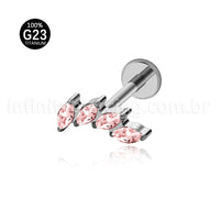 Piercing Labret Titânio Folhas Zircônia