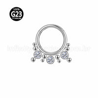 Piercing Argola Titânio Segmento Articulado Indiano Zircônia