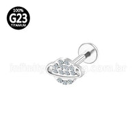 Piercing Labret Titânio Planeta Zircônia Cravejada