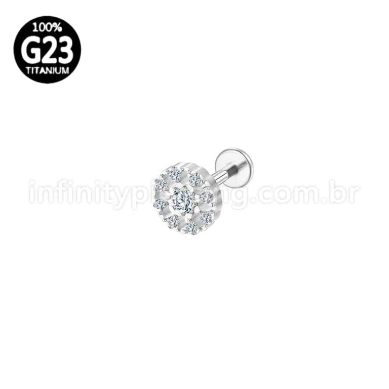 Piercing Labret Titânio Redondo Zircônia