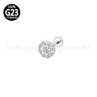 Piercing Labret Titânio Redondo Zircônia