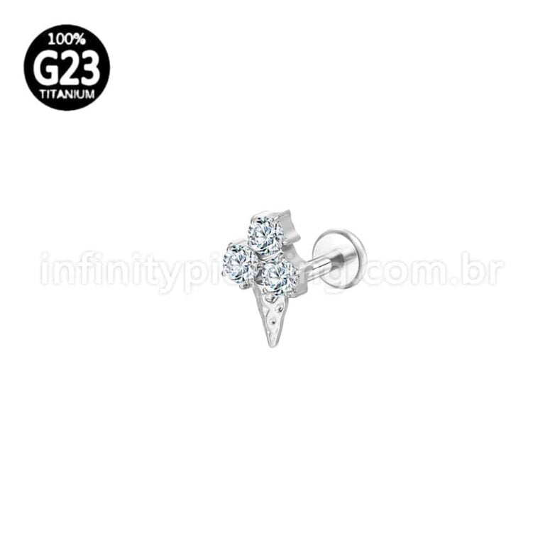 Piercing Labret Titânio Sorvete Com Zircônia