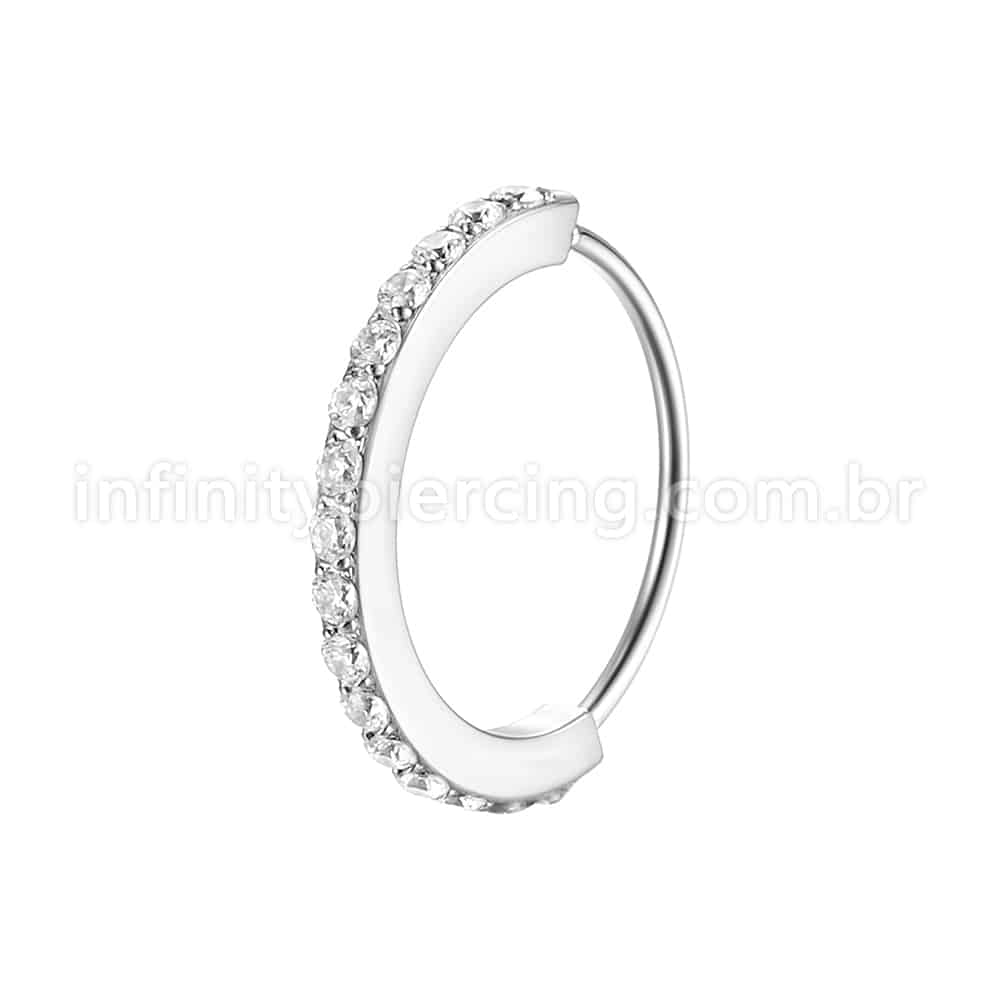 Piercing Argola Aço Cirúrgico Torção 1 Fileira Zircônia Cravejada
