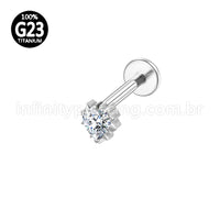 Piercing Labret Titânio Coração Zircônia