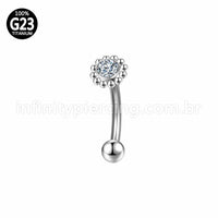Piercing Minibarbell Curvo Titânio Flor Zircônia Indiano