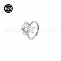 Piercing Argola Titânio Segmento Articulado Gota/Quadrado/Redondo Zircônia