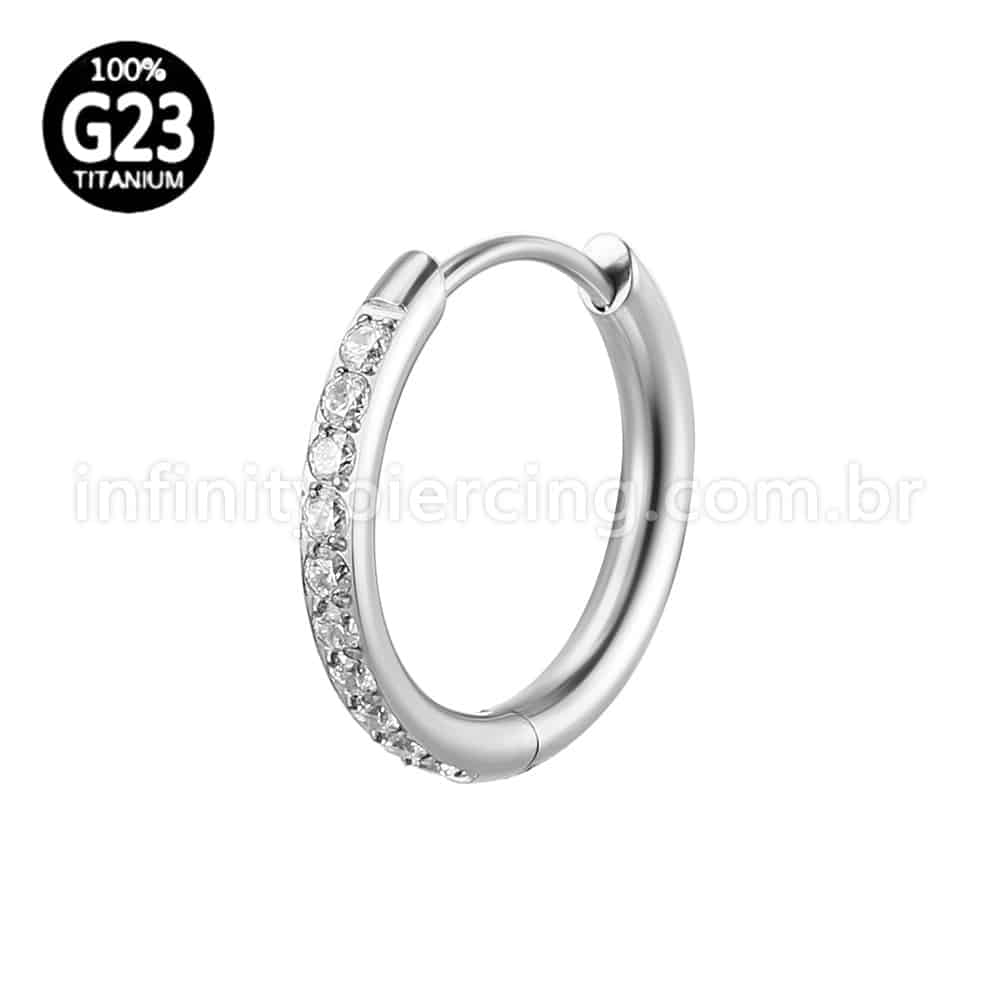 Piercing Argola Titânio Zircônia Cravejada
