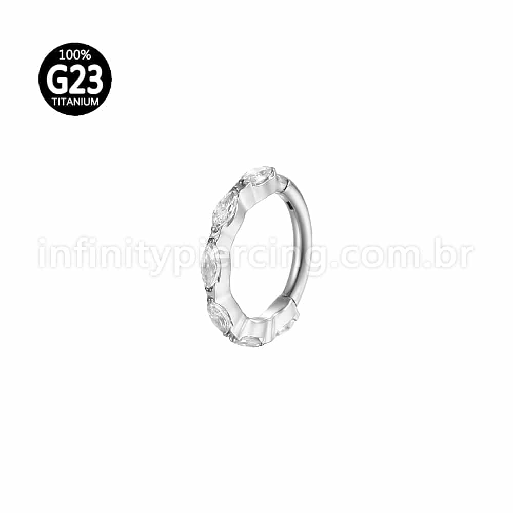 Piercing Argola Titânio Segmento Articulado Zircônia Cravejada