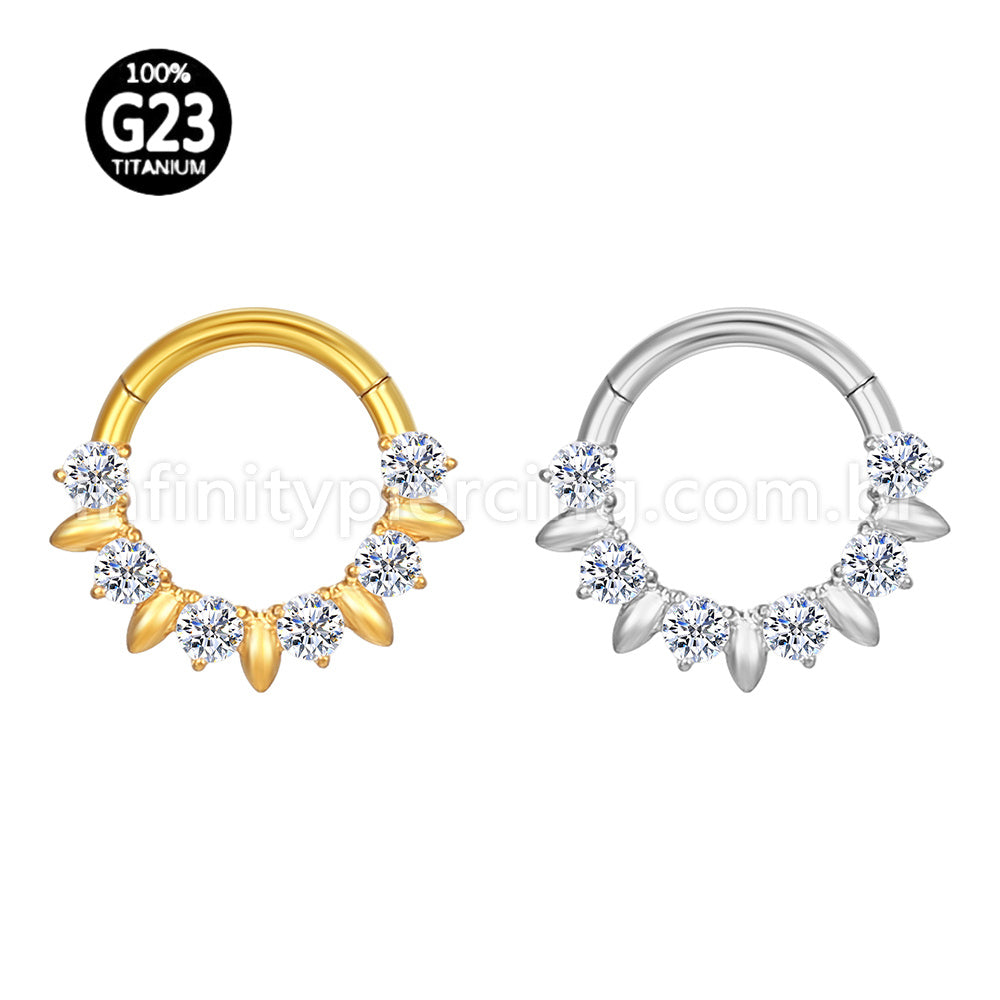Piercing Argola Titânio Detalhe Zircônia Frontal