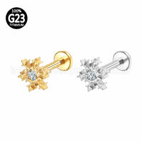 Piercing Labret Titânio Floco De Neve Zircônias