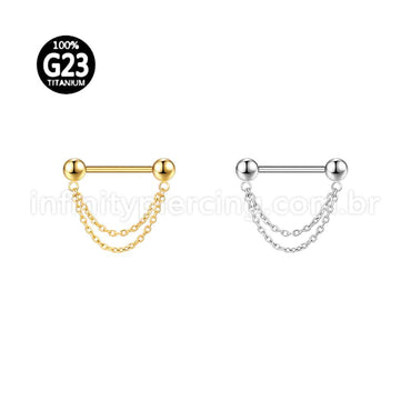 Piercing Barbell Titânio  Com Corrente