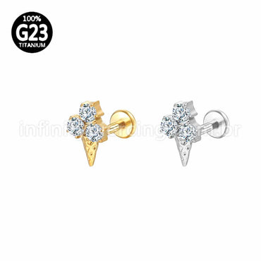 Piercing Labret Titânio Sorvete Com Zircônia