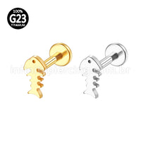 Piercing Labret Titânio Espinha Peixe Liso