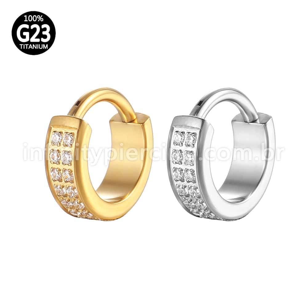 Piercing Argola Segemento Articulado Titânio Zircônia Cravejada
