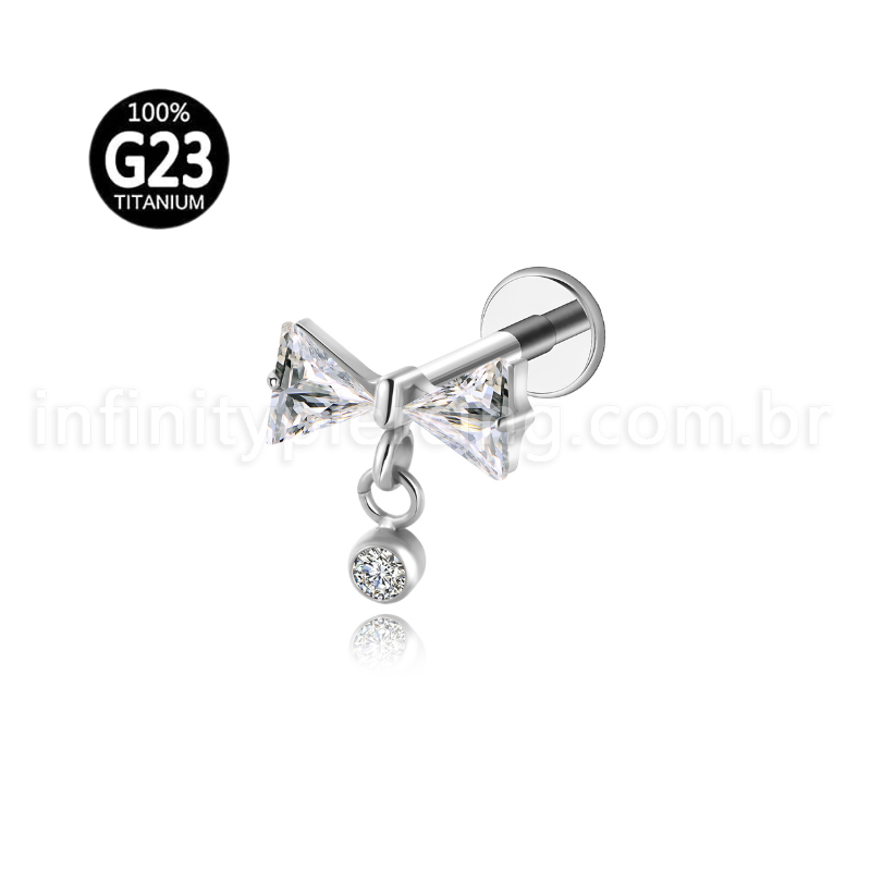 Piercing Labret Titânio Laço Zircônia Cravejada