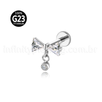 Piercing Labret Titânio Laço Zircônia Cravejada