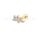 Piercing Labret Aço Cirúrgico Folhas Zircônia Cravejada