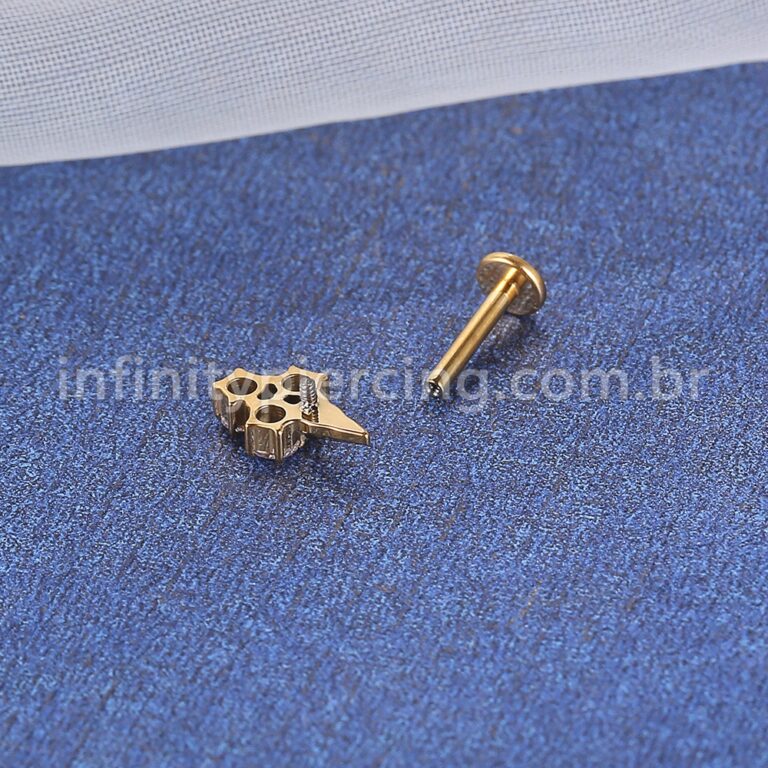 Piercing Labret Titânio Sorvete Com Zircônia