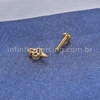 Piercing Labret Titânio Sorvete Com Zircônia