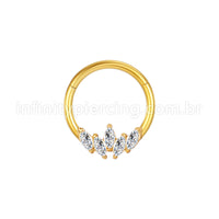 Piercing Argola Aço Cirúrgico Segmento Articulado Zircônia Cravejada
