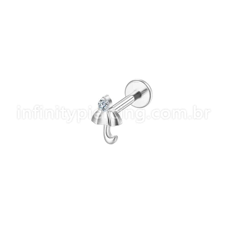Piercing Labret Aço Cirúrgico Guarda-Chuva Zircônia