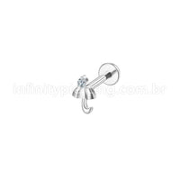 Piercing Labret Aço Cirúrgico Guarda-Chuva Zircônia