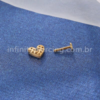 Piercing Labret Aço Cirúrgico Coração Zircônia Cravejada