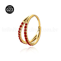 Piercing Argola Segmentada Titânio 2 Fileiras Zircônia Cravejada