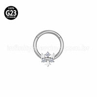 Piercing Argola Titânio Segmento Articulado Estrelas Com Zircônia Cravejada