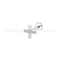 Piercing Labret Aço Cirúrgico X Zircônia Cravejada