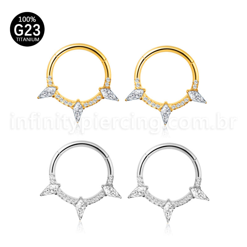 Piercing Argola Titânio Zircônia Cravejada Spike