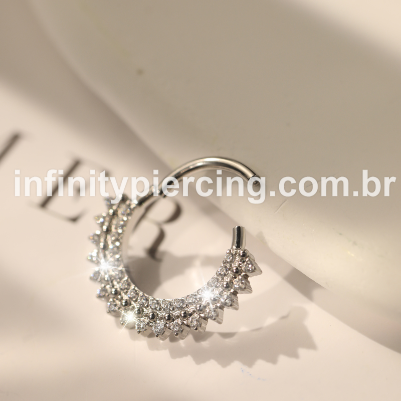 Piercing Argola  Aço Cirúrgico Segmento Articulado Indiano Zircônia