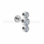 Piercing Labret Aço Cirúrgico Indiano Zircônia