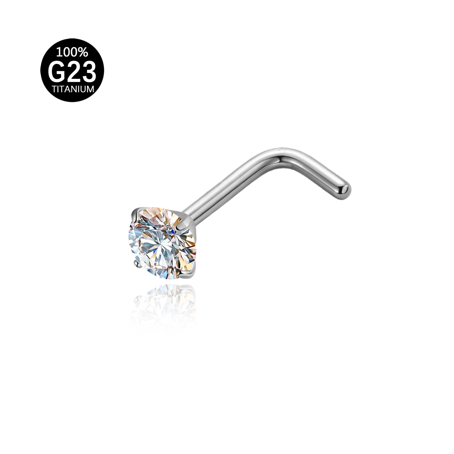 Piercing Nostril Curvo Titânio Zircônia Redonda 10153