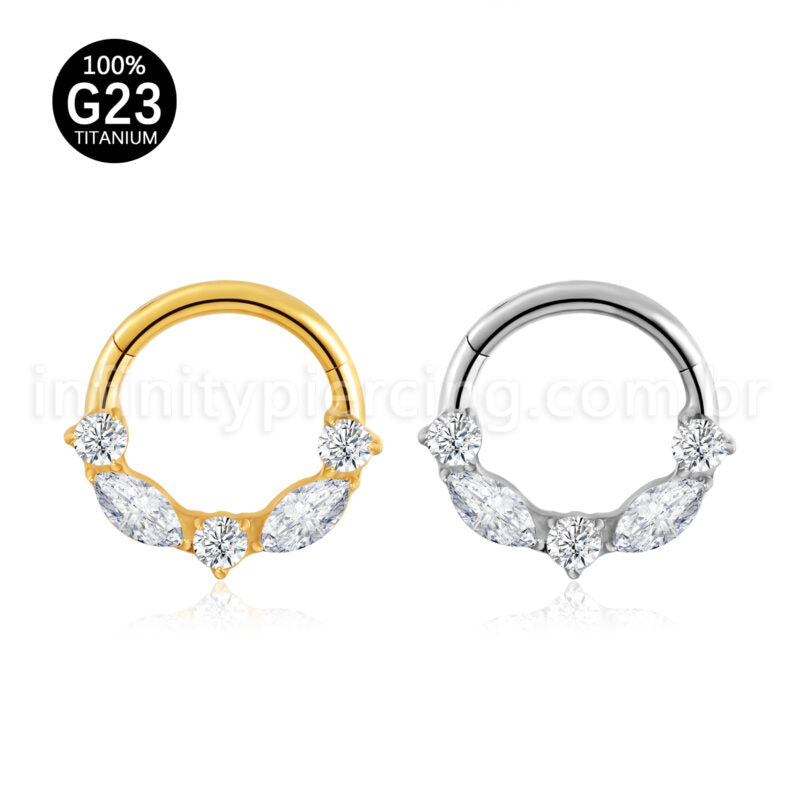 Piercing Argola Titânio Segmento Articulado Zircônia Cravejada