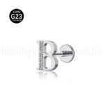 Piercing Labret Titânio Letras Com Zircônia Cravejada