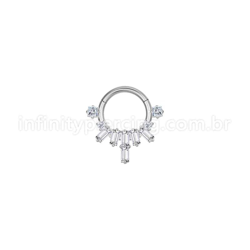 Piercing Argola Aço Cirúrgico Zircônia Cravejada