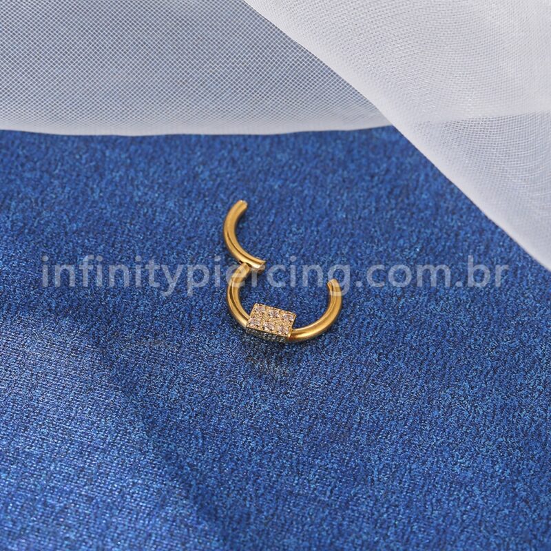 Piercing Argola Titânio Segmento Articulado 6 Zircônias