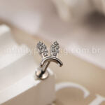 Piercing Labret Titânio Orelhinhas Zircônia Cravejada