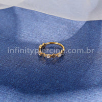 Piercing Argola  Aço Cirúrgico Segmento Articulado Quadrado Zircônia