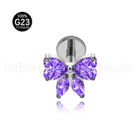 Piercing Labret Titânio Laço Zircônia Cravejada
