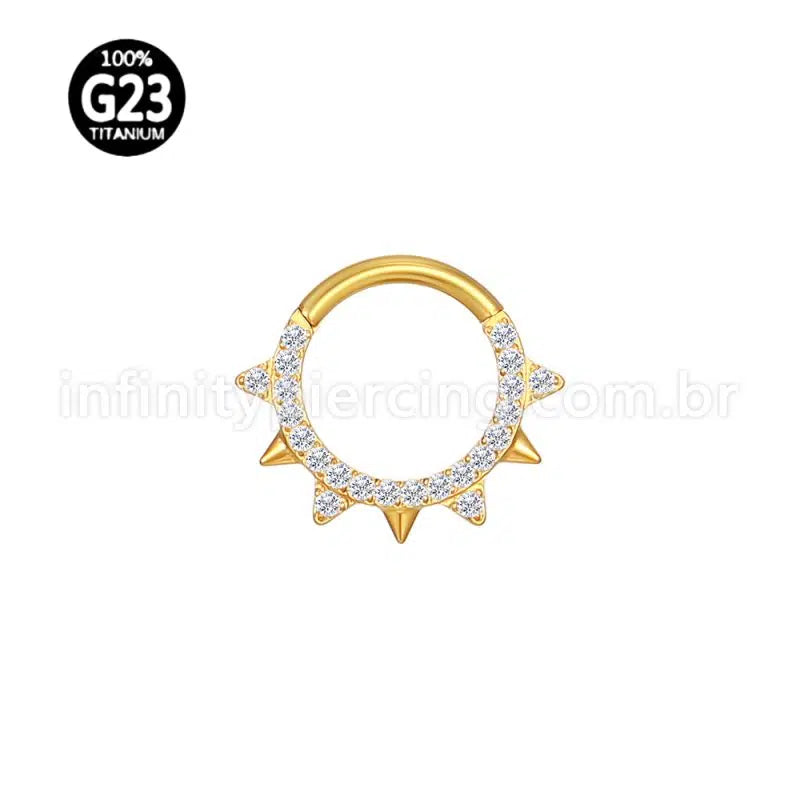 Piercing Argola Titânio Detalhe Frontal Spike