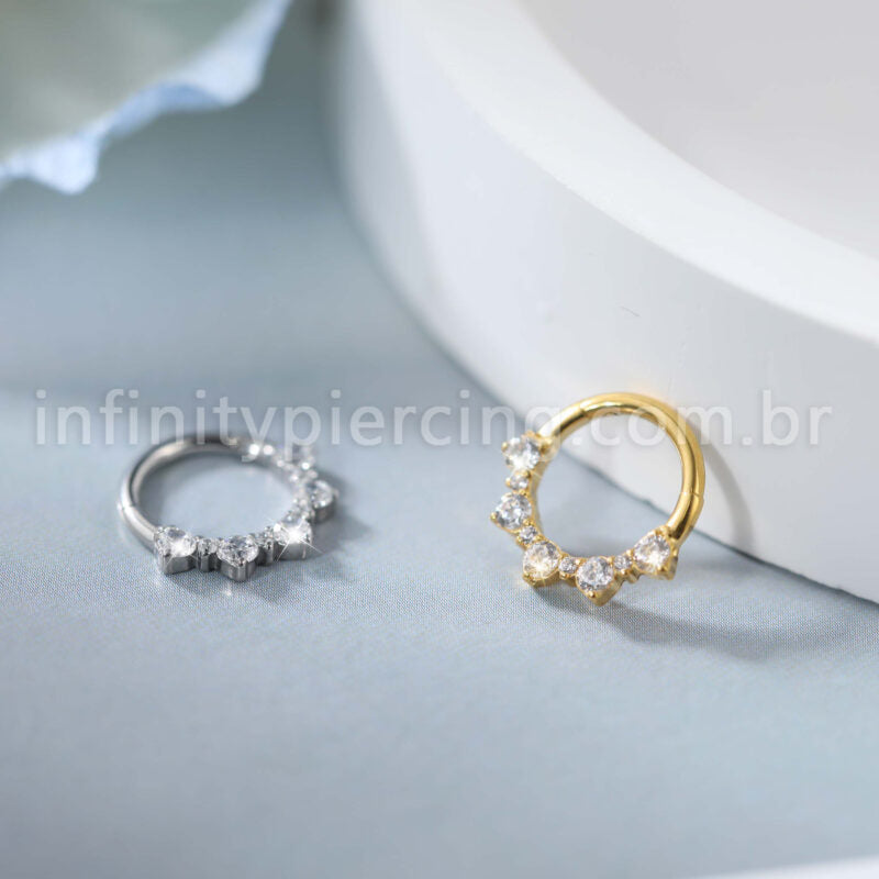 Piercing Argola Titânio Detalhe Zircônia