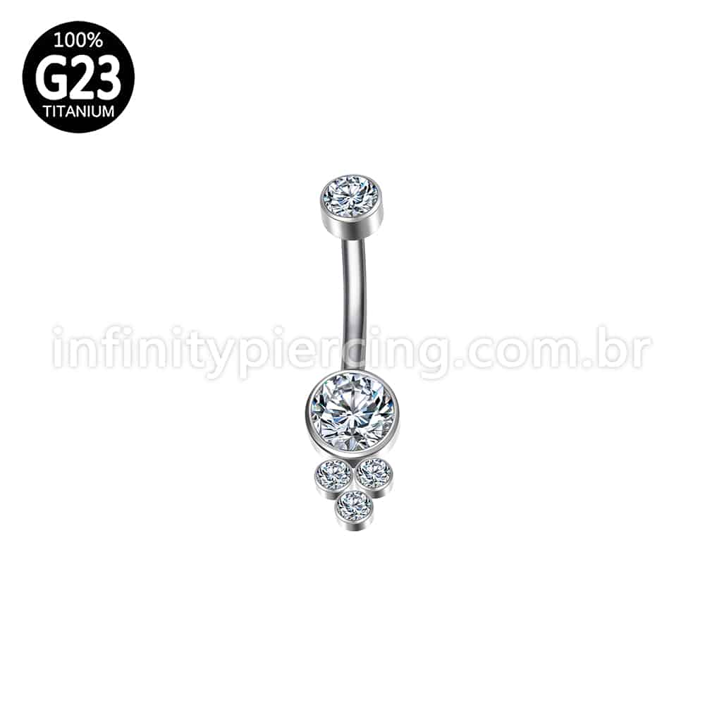 Piercing Banana Titânio Indiano Zircônia/Opala